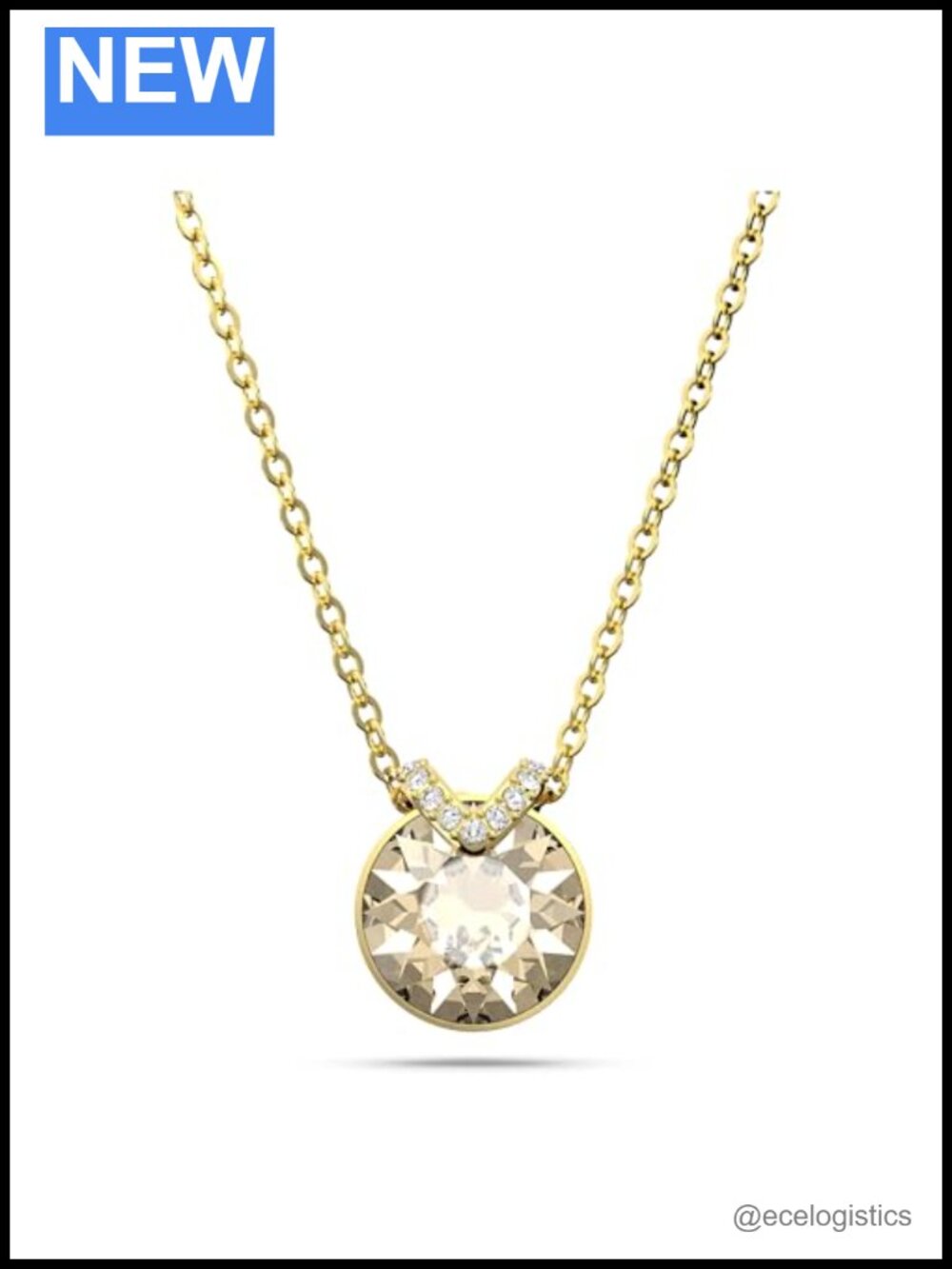 Swarovski Crystal Square Pendant Necklace Rhodium Finish Gift
